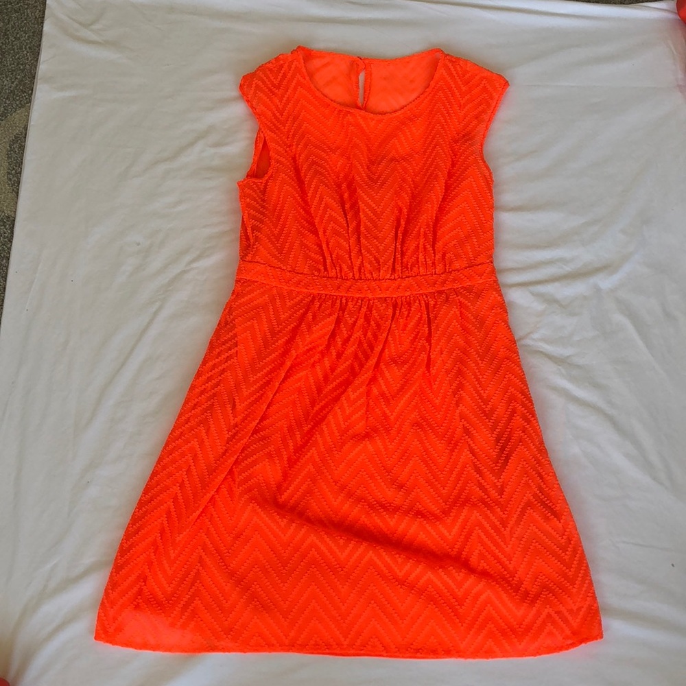 J. Crew orange textured chevron dress